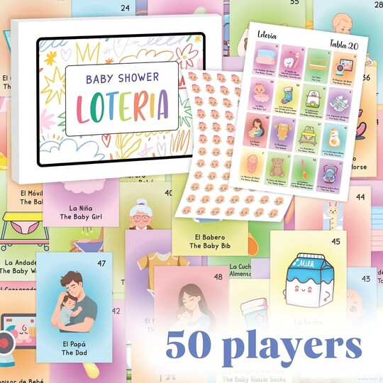 Baby Shower Loteria Bilingual - Baby Loteria for Shower Games